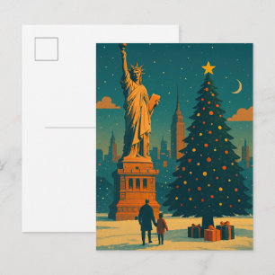 Vintage-Weihnachten-New-York-Einladung Postkarte