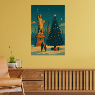 Vintage-Weihnachten New York – Freiheitsstatue Poster