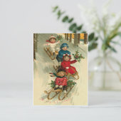 Vintage Weihnachten niedliche Kinder Schneeschlitt (Stehend Vorderseite)
