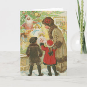 Vintage-Weihnachten Old Fashioned Einkaufen Feiertagskarte