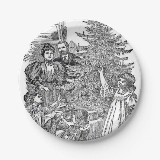 Vintage Weihnachten Pappteller (Vorderseite)