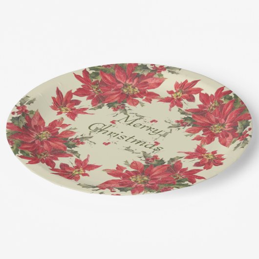 Vintage Weihnachten Pappteller (Schrägansicht)