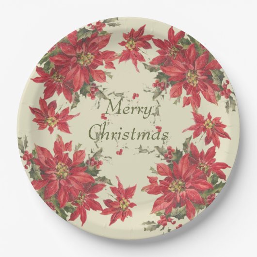 Vintage Weihnachten Pappteller (Vorderseite)