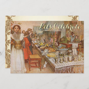 Vintage Weihnachten Party Carl Larsson Einladung
