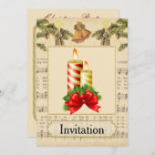 Vintage Weihnachten Party Einladung mit Kerzen (Vorne/Hinten)