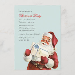 Vintage Weihnachten Party Jolly Santa Blue Holiday Einladung