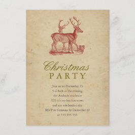 Vintage Weihnachten Party Roter Hirsch Rustikaler Einladung