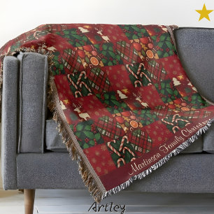 Vintage-Weihnachten-Patchwork-Quilt-Familienname Decke