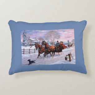Vintage Weihnachten - Pferdeschlittenfahrt, Dekokissen