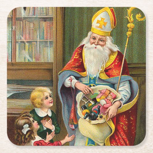 Vintage Weihnachten Rechteckiger Pappuntersetzer (Vorderseite)