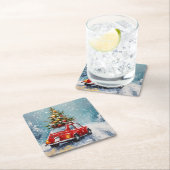 Vintage Weihnachten Rechteckiger Pappuntersetzer (Vor Ort)