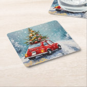 Vintage Weihnachten Rechteckiger Pappuntersetzer (angewinkelt)