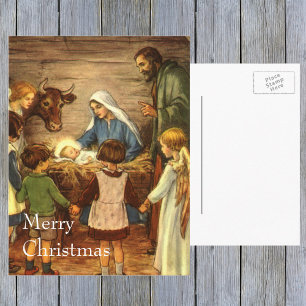 Vintage Weihnachten, religiöse Geburt mit Baby Jes Feiertagspostkarte