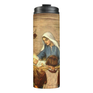 Vintage Weihnachten, religiöse Geburt mit Baby Jes Thermosbecher