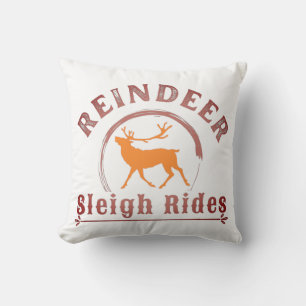 Vintage-Weihnachten-Rentier-Schlittenfahrten Kissen