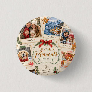 Vintage-Weihnachten, Retro-Familien-Grußkarte zum Button