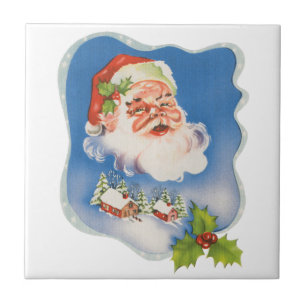 Vintage-Weihnachten, Retro-fröhlicher Weihnachtsma Fliese