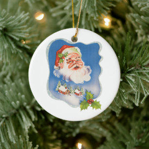 Vintage-Weihnachten, Retro-fröhlicher Weihnachtsma Keramik Ornament