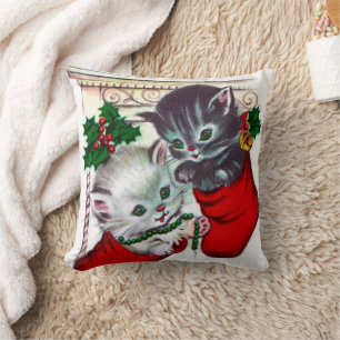 Vintage Weihnachten Retro Katzen Heim Dekor Kissen