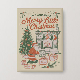 Vintage Weihnachten Retro Weihnachtsmann Geschenke Button