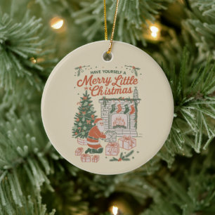 Vintage Weihnachten Retro Weihnachtsmann Geschenke Keramik Ornament