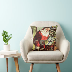 Vintage Weihnachten, Retro Weihnachtsmann mit Gesc Kissen