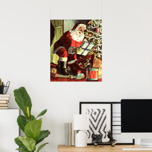 Vintage Weihnachten, Retro Weihnachtsmann mit Gesc Poster