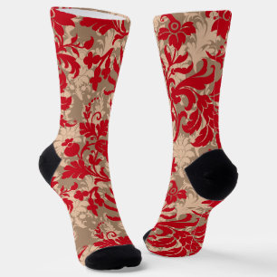 Vintage-Weihnachten rot-braunes rustikales Blumenm Socken