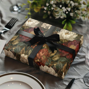 Vintage Weihnachten Rot und Winter Weiße Floral Geschenkpapier Set