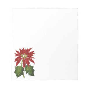 Vintage Weihnachten, rote Poinsettie Winterpflanze Notizblock