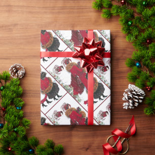 Vintage-Weihnachten-Roter-Mantel-Damen-Gesellschaf Geschenkpapier
