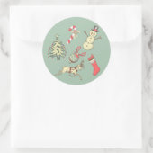 Vintage Weihnachten Runder Aufkleber (Tasche)