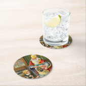 Vintage Weihnachten Runder Pappuntersetzer (Vor Ort)