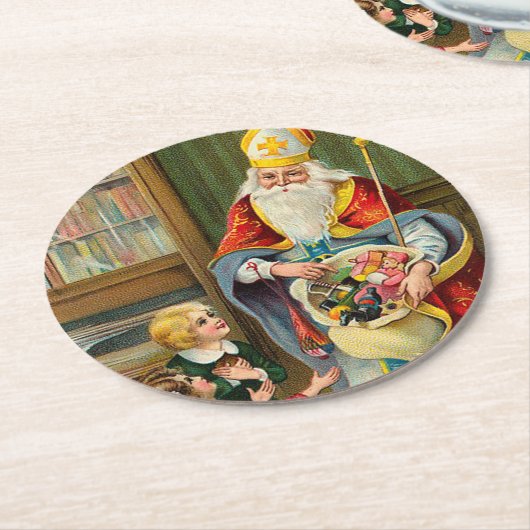 Vintage Weihnachten Runder Pappuntersetzer (Angewinkelt)