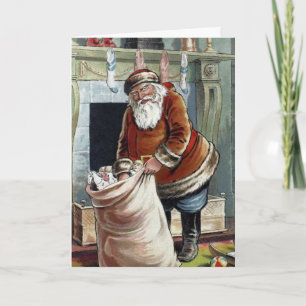 Vintage Weihnachten, Sankt Nikolaus am Kamin Karte