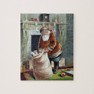 Vintage Weihnachten, Sankt Nikolaus am Kamin Puzzle