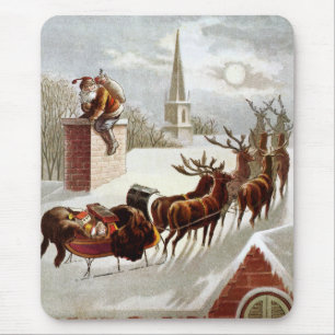Vintage Weihnachten, Sankt Nikolaus auf dem Dach Mousepad