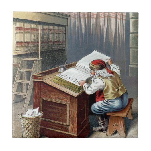 Vintage Weihnachten, Sankt Nikolaus brav oder unar Fliese (Vorderseite)