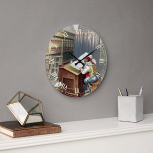 Vintage Weihnachten, Sankt Nikolaus brav oder unar Große Wanduhr