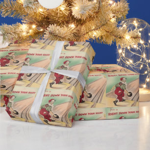 Vintage Weihnachten Santa Bowling Geschenkpapier