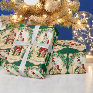 Vintage-Weihnachten-Santa-Claus Geschenkpapier