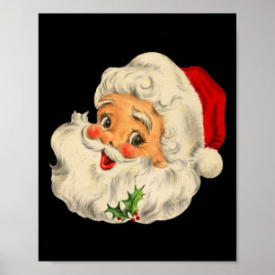 Vintage-Weihnachten-Santa-Claus-Gesicht-Spaß-altmo Poster