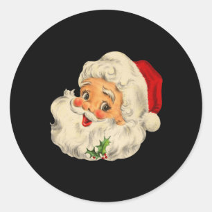Vintage-Weihnachten-Santa-Claus-Gesicht-Spaß-altmo Runder Aufkleber