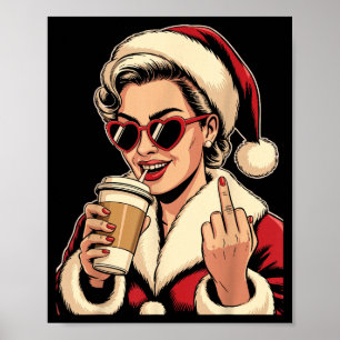 Vintage-Weihnachten-Santa-Claus-Herz-Singles-Mitte Poster