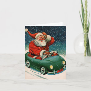 Vintage Weihnachten, Santa Claus in einem Auto Dan Feiertagskarte