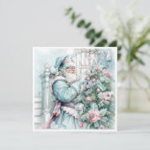Vintage-Weihnachten Santa Claus Pastell Baum Feiertagskarte (Stehend Vorderseite)