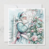 Vintage-Weihnachten Santa Claus Pastell Baum Feiertagskarte (Vorderseite)