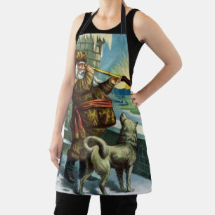 Vintage Weihnachten Santa Claus Teleskop Hund Sonn Schürze