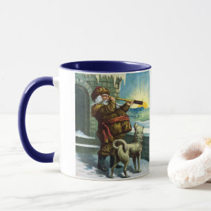 Vintage Weihnachten Santa Claus Teleskop Hund Sonn Tasse