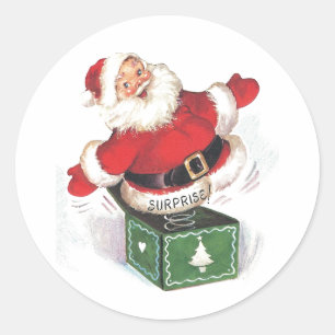 Vintage-Weihnachten-Santa-Claus-Überraschung Runder Aufkleber